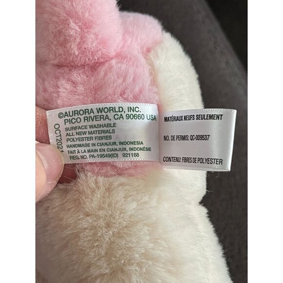 Aurora Eco Nation Plush Puppy Dog Stuffed Animal Soft Toy 10" Pink & White - Picture 7 of 9